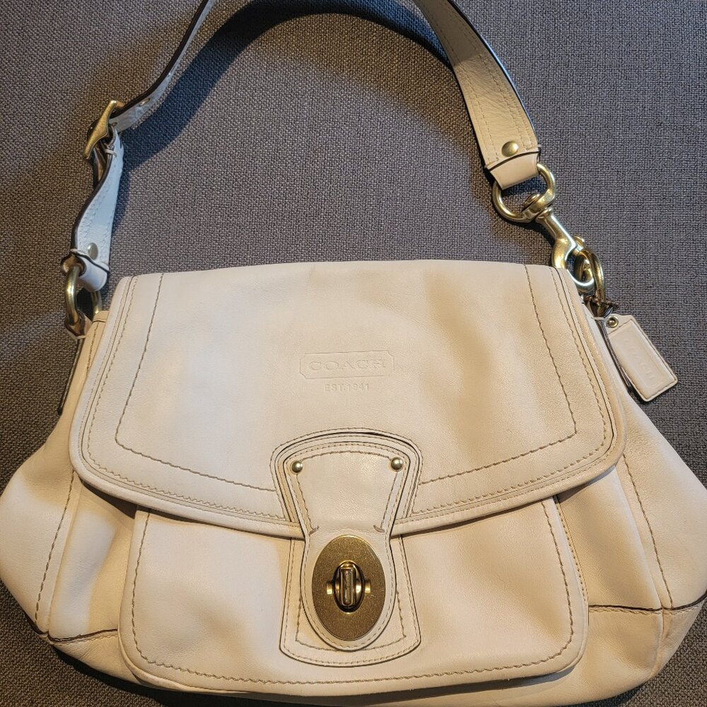Coach Legacy 'Ali' Leather Shoulder Bag in Bone White - F12854